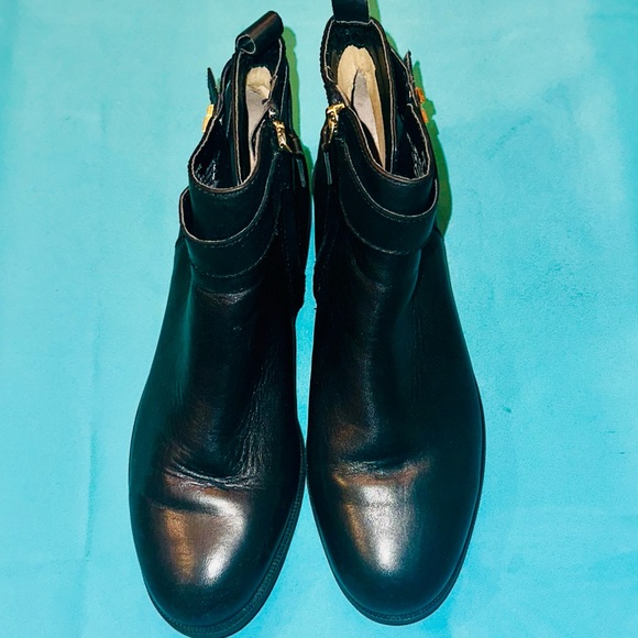 Ralph Lauren Black Bonne Leather Ankle Boots - Picture 1 of 9